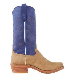 Rios Of Mercedes Men's RR Tan Crazy Horse Roughout 13in. Royal Blue Wyoming Top Cutter Toe Boot -HORSE TACK Store 106842 5