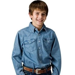 Wrangler Boy's Washed Denim Work Shirt