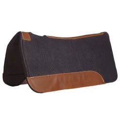 Mustang Black Felt Contoured Pad W/ Top Grain Wear Leathers