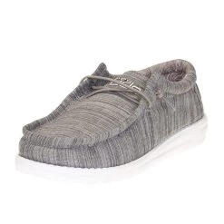 Heydude Youth Hey Dude Walley Linen Stone Casual Shoe