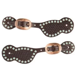 Cowperson Tack Ladies Turquoise Dot Copper Buckle Spur Straps -HORSE TACK Store 1210598 1