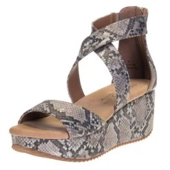 Corkys Footwear Women's Corkys Fay Taupe Snake Wedge