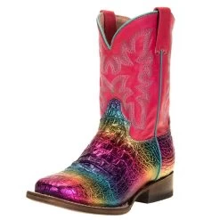 Roper Ali Rainbow Faux Caiman 8in. Shaft Cowgirl Boots