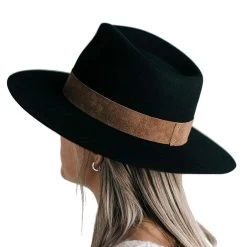 Gigi Pip Black Miller Fedora With Brown Band Fashion Hat