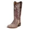 Corral Kids Brown And Bone Embroidery Square Toe Boots -HORSE TACK Store 129626 default l