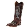Circle G Women`s Brown W/Turq Stitching 11in Top Boot Western Boot