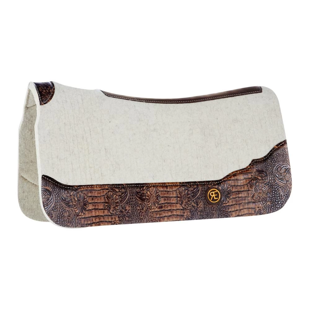 Reinsman 3/4 Inch APEX Performance Contour Felt Saddle Pad With Brown Crocodile Wear Leathers 3 Reinsman 3/4 Inch APEX Performance Contour Felt Saddle Pad With Brown Crocodile Wear Leathers