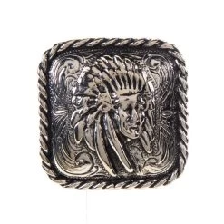 Rockin Out Designs Jewelry 1 1/2in. Square Chief Head Concho With Rope Border