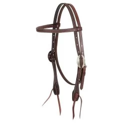 Martin Saddlery Chocolate Roughout Browband Headstall W/Santa Rosa Buckles