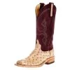 Anderson Bean Women's Tan Full Quill 13in. Burgundy Suede Cowgirl Boot
