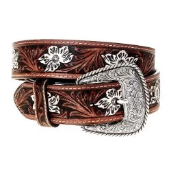 Gem Dandy Accessories Women`s Brown Painted Floral Belt