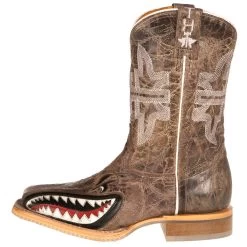 Tin Haul Footwear Youth Sharky Man Eater Brown Top Boots -HORSE TACK Store 14 018 0007 0712 2