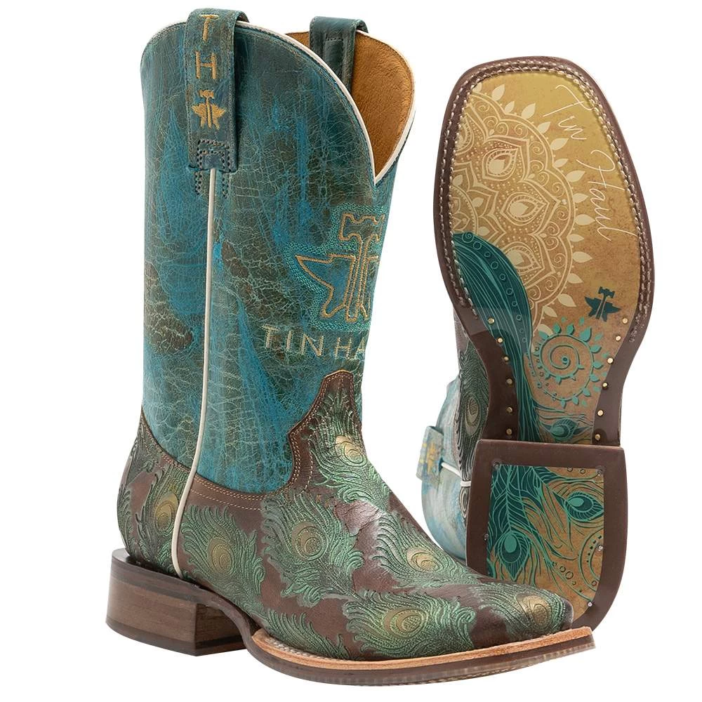 Tin Haul Footwear Womens Feather Plume Turqoise Boot 4 Tin Haul Footwear Womens Feather Plume Turqoise Boot - Image 2