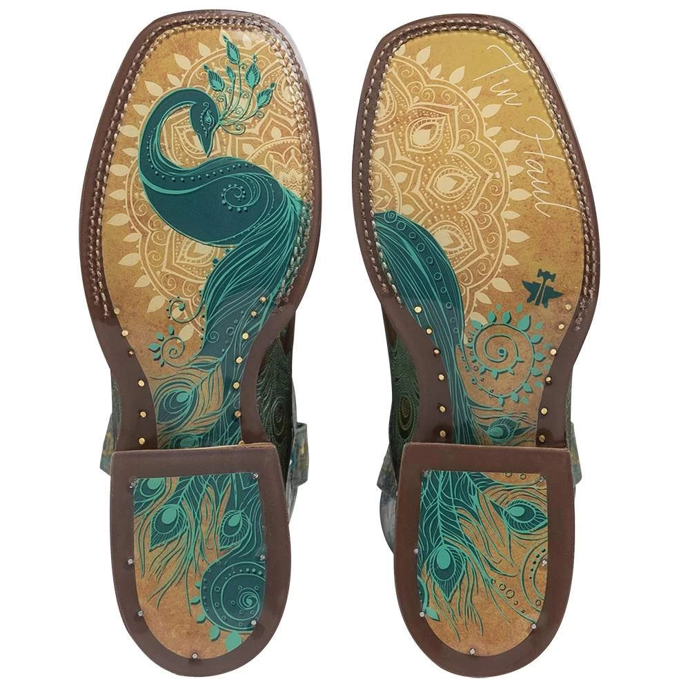 Tin Haul Footwear Womens Feather Plume Turqoise Boot 6 Tin Haul Footwear Womens Feather Plume Turqoise Boot - Image 4