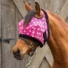 Mackey Equine Modern Vintage Pink Dotty Mesh Fly Mask With Fleece Binding 1 Mackey Equine Modern Vintage Pink Dotty Mesh Fly Mask With Fleece Binding -HORSE TACK Store 142155 default l