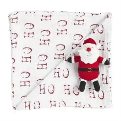 Mud Pie Ho Ho Ho Swaddle And Rattle Set