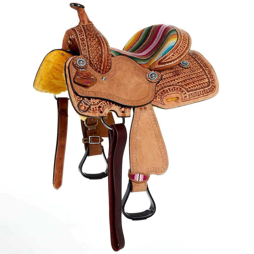 Tough 1 13in. Woven Serape Seat Barrel Saddle 3 Tough 1 13in. Woven Serape Seat Barrel Saddle