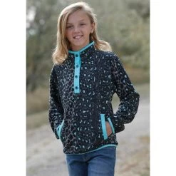 Girls Cruel Girl Leopard Print Polar Fleece Pullover