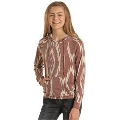 Girl's Rock And Roll Denim Aztec Hoodie