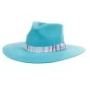 M&F Girls Pinch Front Turquoise Fashion Hat 3 1/2` Brim