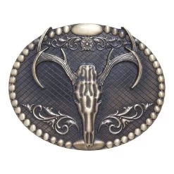 And West Oval Elk Skull Buckle