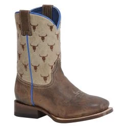 Roper Kids Steers 8in. Shaft Reboot Insert Cowboy Boot
