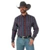 Wrangler Men's 20X Competition Navy Plaid Buttondown Shirt 1 Wrangler Men's 20X Competition Navy Plaid Buttondown Shirt -HORSE TACK Store 150152 default l