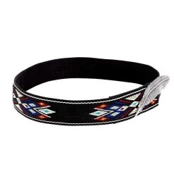 Rodeo King Black Woven Hat Band With Silver Feather Concho