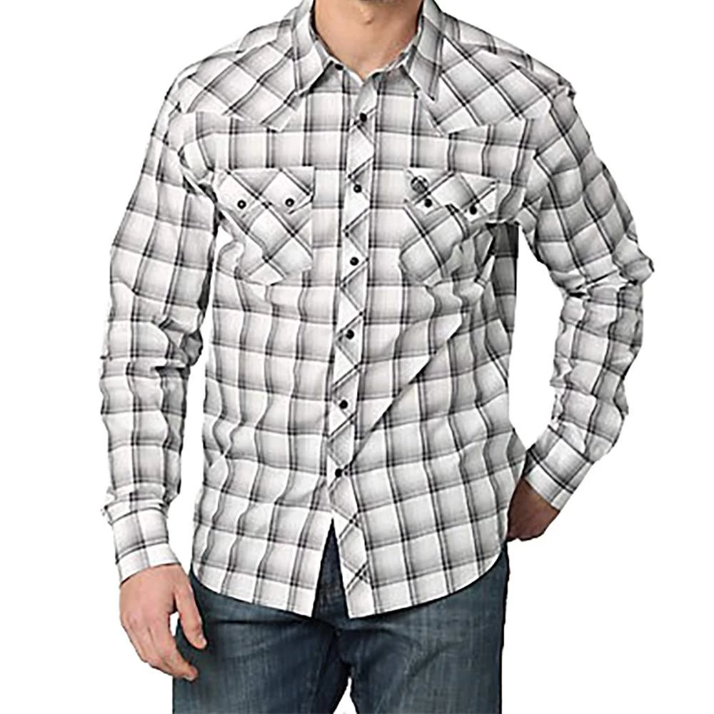 Wrangler Men's Retro Long Sleeve Gray Sawtooth Snap Western Shirt 3 Wrangler Men's Retro Long Sleeve Gray Sawtooth Snap Western Shirt