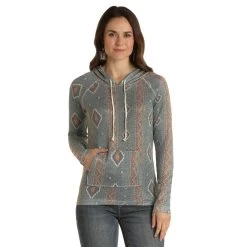Panhandle Women's Aztec Print Sweater Knit Hoodie - Plus Sizes