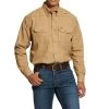 Ariat Men's Fire Resistant Long Sleeve Khaki Work Shirt 2 Ariat Men's Fire Resistant Long Sleeve Khaki Work Shirt -HORSE TACK Store 154455 default l