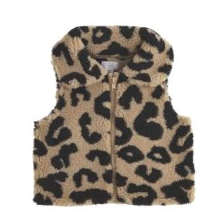 Girl's Mud Pie Leopard Sherpa Vest