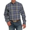 Cinch Men's Navy-Orange Plaid Button-Down Long Sleeve Western Shirt -HORSE TACK Store 155281 default l