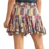 Rock & Roll Denim Women's Panhandle Multi-Print Blocked Skirt