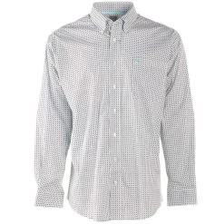 Men's Cinch White And Blue Print Button-Down Shirt