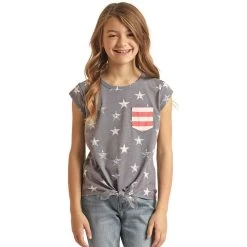 Rock & Roll Denim N Girls Stars And Stripes Pocket Tee