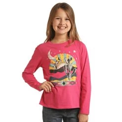 Rock & Roll Denim Basic Long Sleeve Tee With Graphic