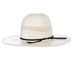 American Hats AHC 7104 Solid Weave Fancy Vent Ivory 4 1/4in. Brim Round Oval Open Crown Cowboy Hat