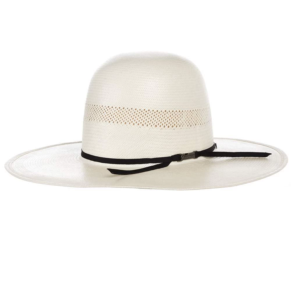 American Hats AHC 7104 Solid Weave Fancy Vent Ivory 4 1/4in. Brim Round Oval Open Crown Cowboy Hat 3 American Hats AHC 7104 Solid Weave Fancy Vent Ivory 4 1/4in. Brim Round Oval Open Crown Cowboy Hat