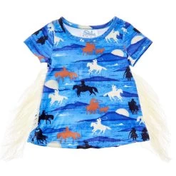 Shea Baby Girl's Blue Running Horse Dress