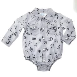 Shea Baby Boy's Long Sleeve Brand Print Pearl Snap Onesie