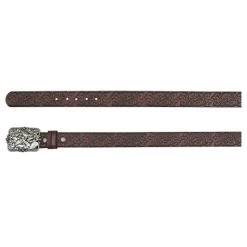 Women's Catchfly Embossed Pattern Belt With Crystal Filigree Buckle