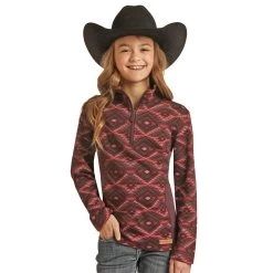 Panhandle Girl's Powder River Aztec Knit Quarter Zip