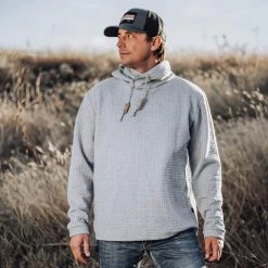 STS Ranch Wear Men's Slade Waffle Pullover Gray Hoodie