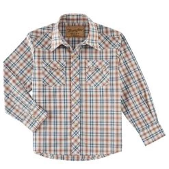 Wrangler Boy's Retro Brown Plaid Shirt