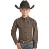 Rock & Roll Denim Panhandle Boy's Blue Checker Print Button Down -HORSE TACK Store 158761 default l