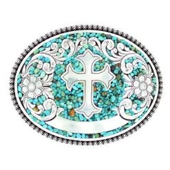 M&F Ladies Turquoise Stone Cross Buckle