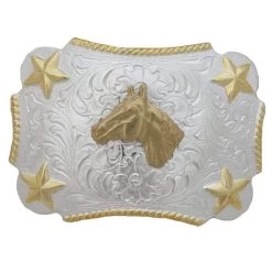Kid's M&F Silver And Gold Horse Head Buckle