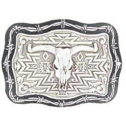 M&F Silver And Black Skull Head Buckle