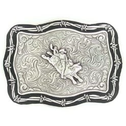 M&F Silver And Black Bull Rider Buckle